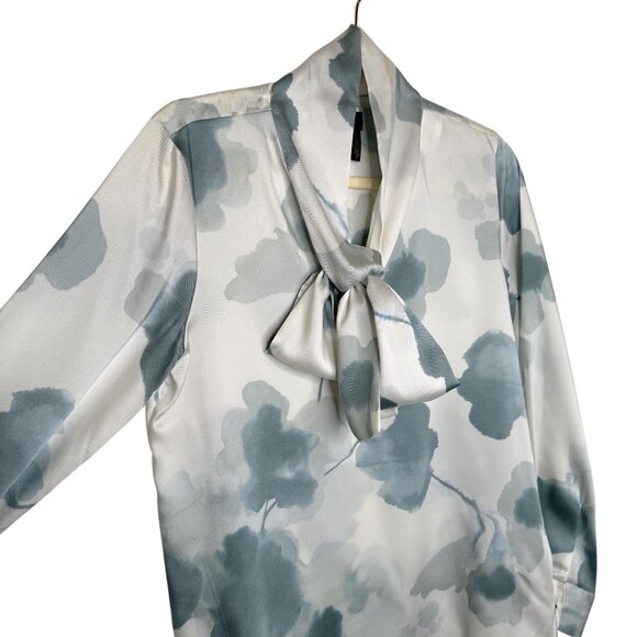 NWT Donna Karan New York Floral Tie-Neck Blouse, S - Picture 4 of 12
